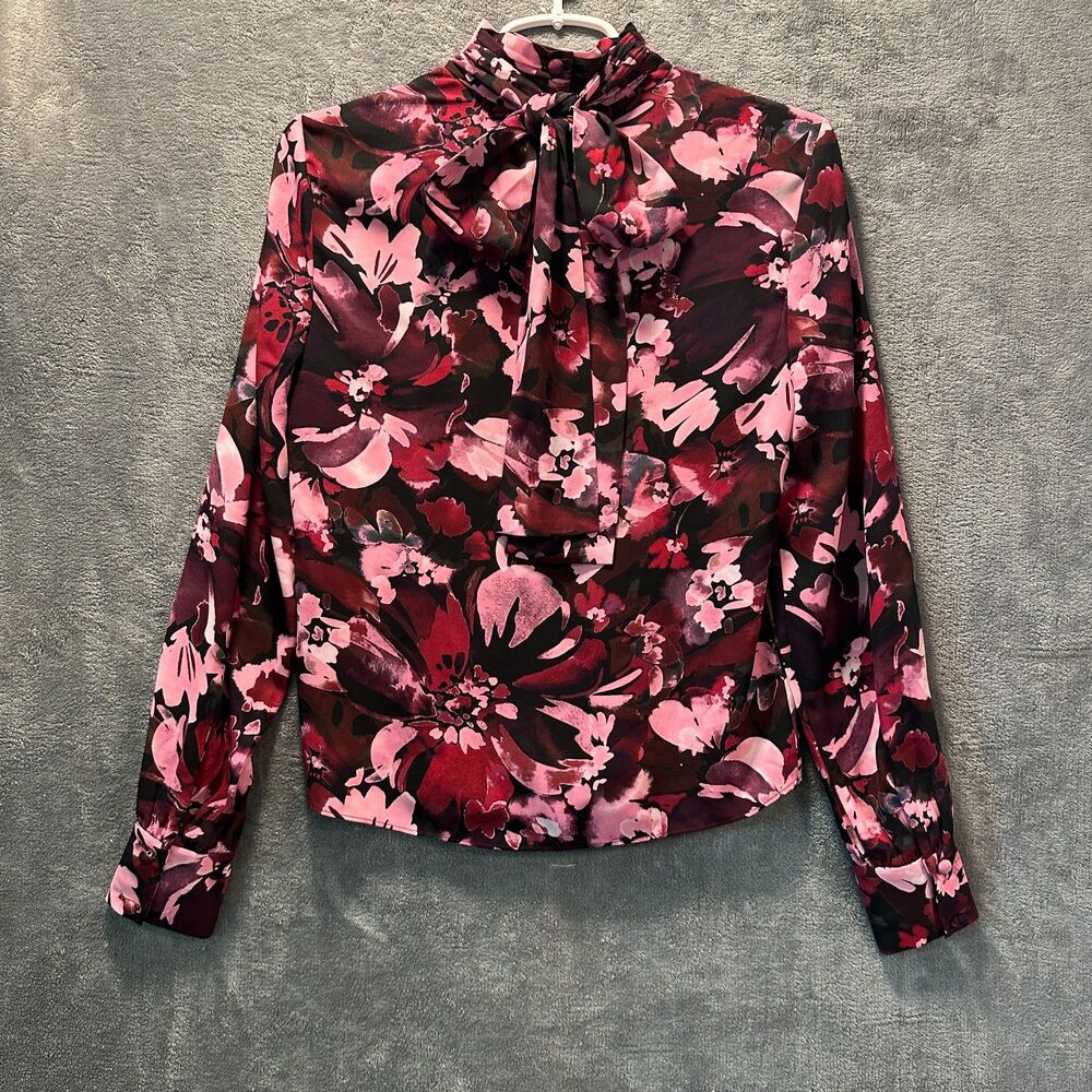 NWT Derek Lam 10 Crosby Valentine Floral Tie Neck Blouse Size 2 Mulberry Garden